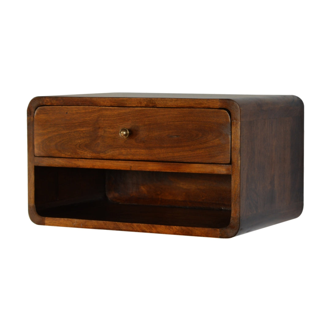 Chestnut Curve Floating Nightstand - Element & Elm