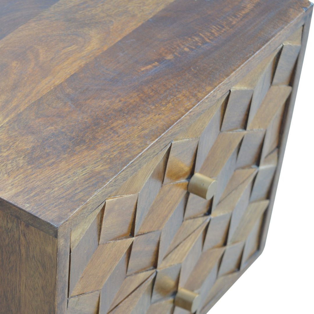 Chestnut Cube Carved Nightsand - Element & Elm