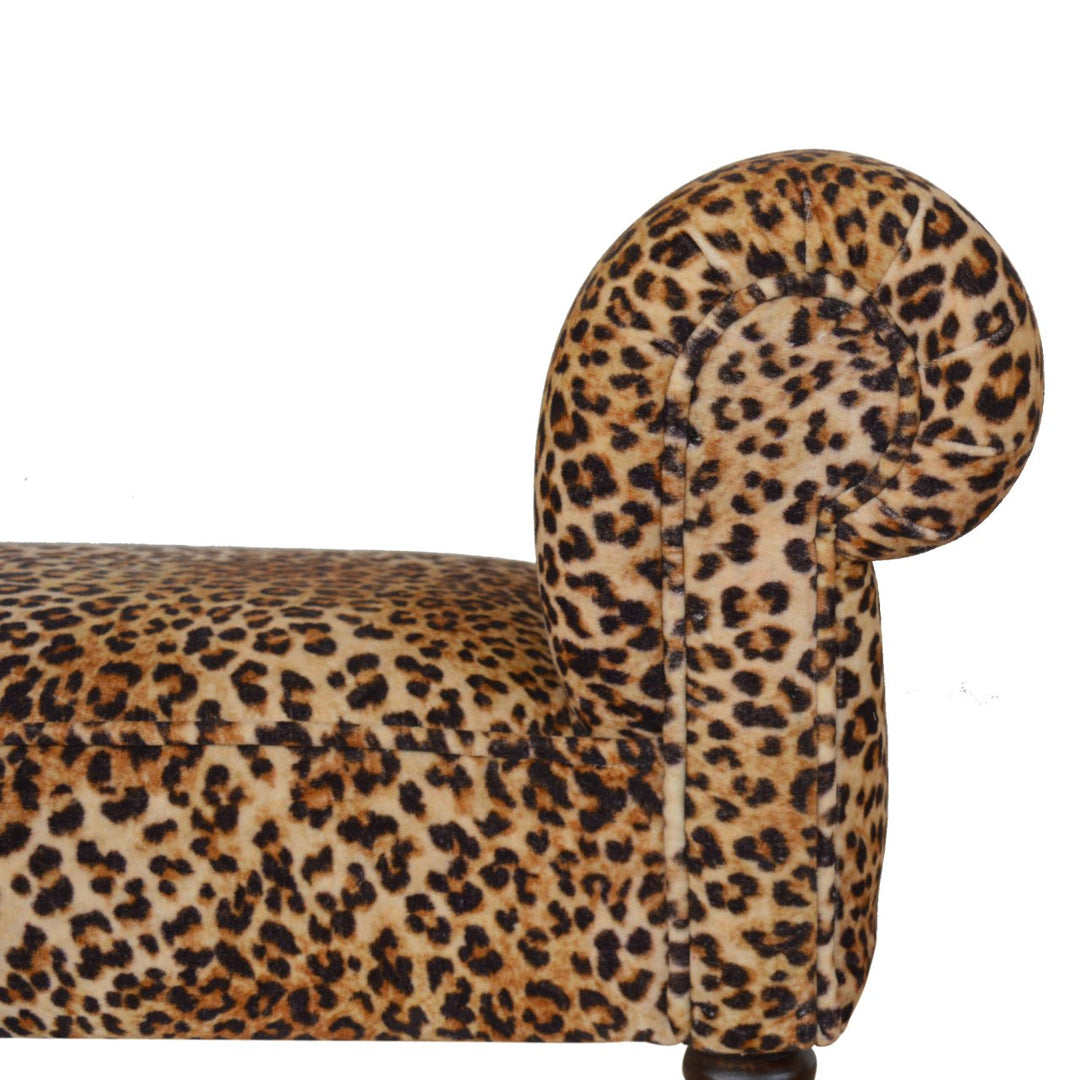 Leopard Print Velvet Bench