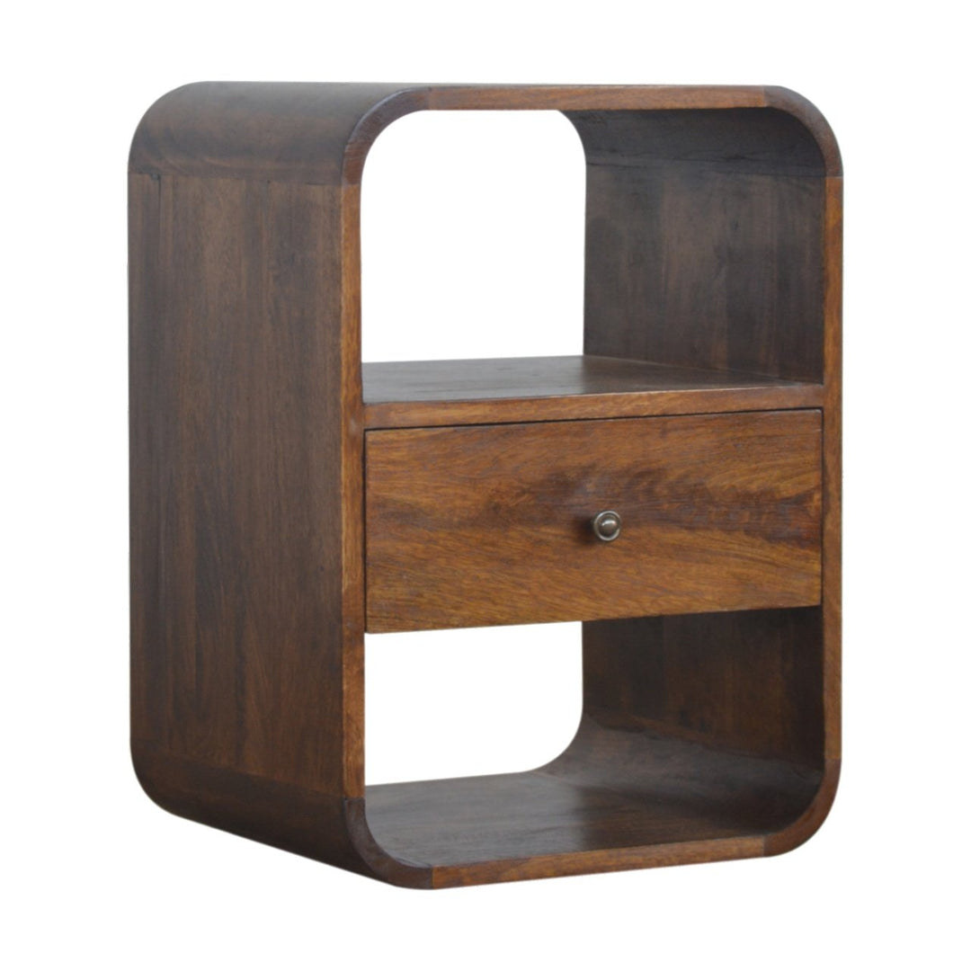 Chestnut Curved Edge Nightstand - Element & Elm