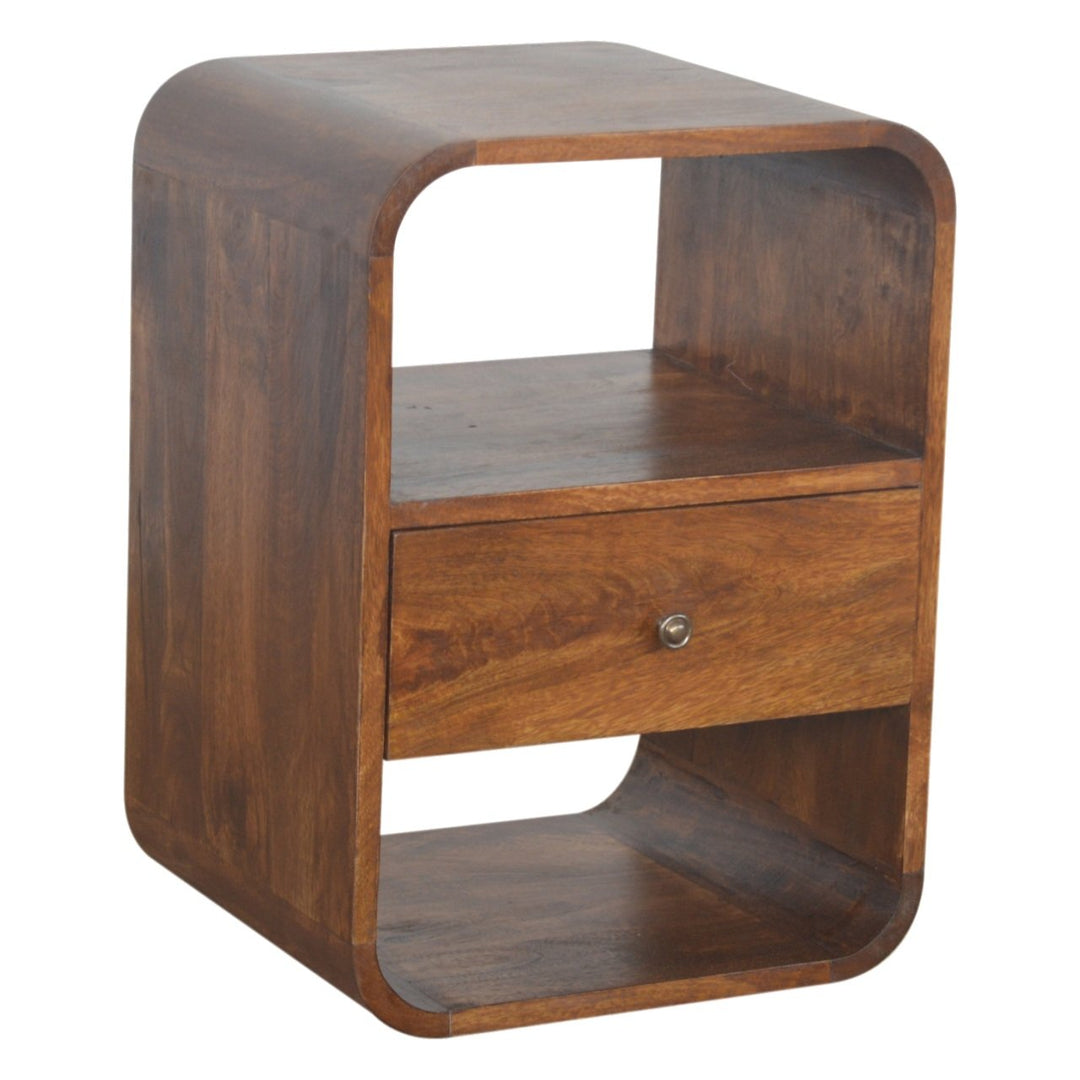 Chestnut Curved Edge Nightstand - Element & Elm