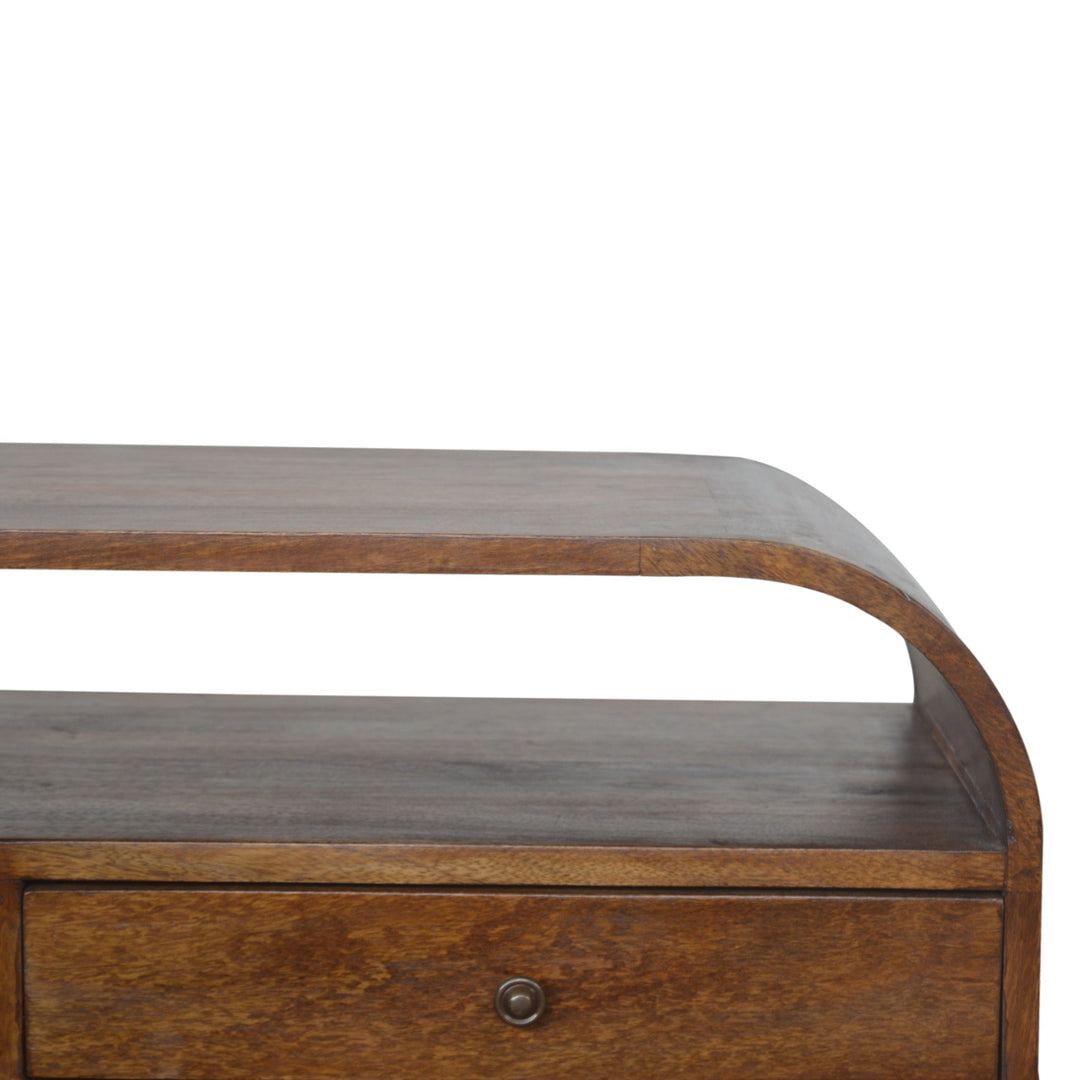 Chestnut Curved Edge Media Unit with 2 Drawers - Element & Elm