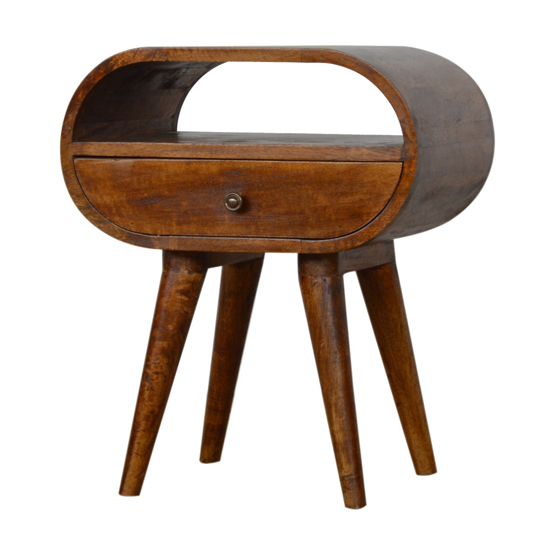 Chestnut Circular Open Bedside - Element & Elm