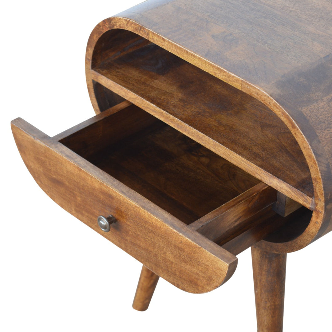 Chestnut Circular Open Bedside - Element & Elm